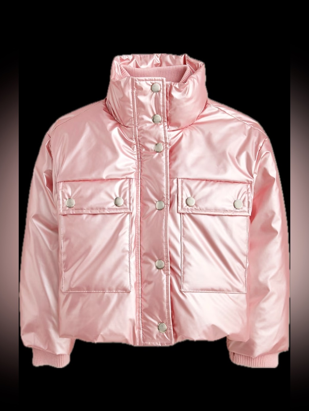 J. Crew Metallic Light Pink Girls Puffer Jacket size 8/9 M
